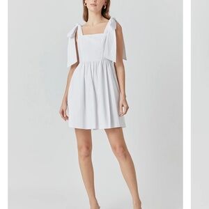 Endless Rose Tie Shoulder Bowed Babydoll Mini Dress